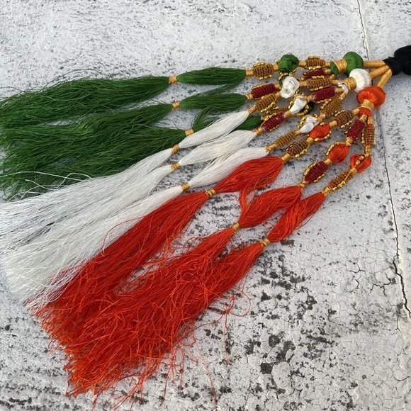 Indian Flag Color Hair Paranda Taranga Tri Color Hair Braided Prandi - Picture 8 of 10